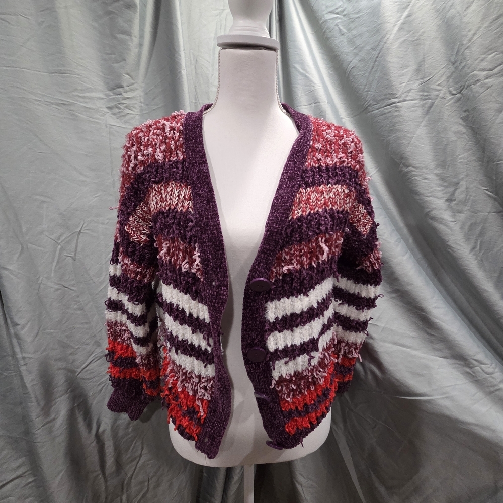 Joseph A. Women's Chunky Knit Multicolor Striped Cardigan Sweater